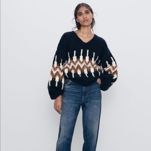 BALLOON SLEEVE JACQUARD SWEATER 1684